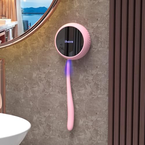 iHave Toothbrush Sanitizer Holder: Auto-Cycle UV Disinfection & Magnetic Wall-Mount for Manual & Electric Brushes | Portable Toothbrush Holders for Home & Apartment,Bathroom Decor & Travel Essential - color: Upgraded Pink