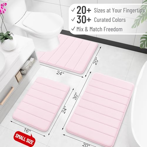 OLANLY Memory Foam Toilet Rugs U Shaped 24x20, Super Soft Absorbent Contour Bath Rugs, Quick Dry, Machine Washable Toilet Mat, Bathmat Floor Carpet, Bathroom Home Decor Accessories, Pink - color: Pink, size: 24" X 20" Contour Rug