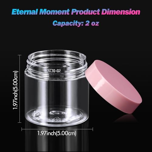 Eternal Moment 36 Pack 2 OZ Plastic Jars Round Clear Cosmetic Container Jars with Pink Lids, Perfect for Lotion, Slime，Cream, Ointments, Makeup, Eye Shadow, Samples, Pot, Travel Storage - color: Pink Lid, size: 2 Ounce