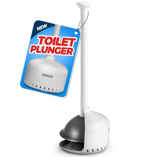 FORASTO Toilet Plunger with Holder，Plungers for Bathroom with Holder, Toilet Plunger Heavy Duty，Bathroom Plunger，Bathroom Decor，Bathroom Accessories，Toilet Bowl Cleaners,White - color: White, size: 1Pack