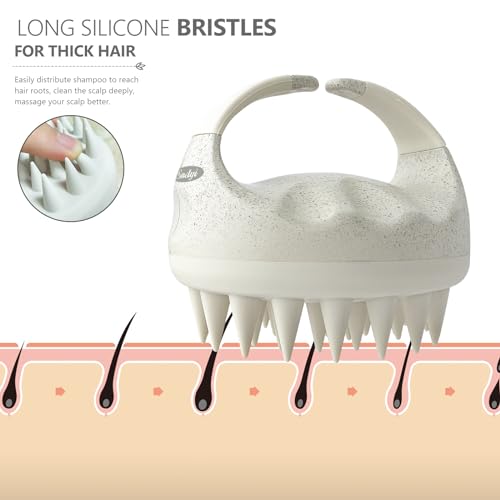Sndyi 2 Pcs Scalp Massager Shampoo Brush, Scalp Scrubber with Soft Silicone Bristles, Scalp Exfoliator for Dandruff Removal, Scalp Massager for Hair Growth, Wet Dry Hair Brush for Scalp Care - color: Green & Beige