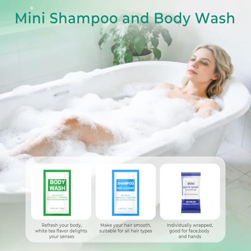 5 Sets Personal Hygiene Kit Bulk,10-IN-1 Green Individually Wrapped Disposable Travel Toothbrushes and Hotel Vanity Set Basic Toiletry Supplies for Homeless,Guests,Charity - size: Pack of 5