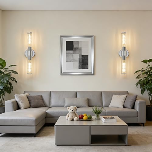 Chrome Bathroom Vanity Light, Wall Sconce Threaded Glass 1 Pack, Modern Wall Light for Bathroom, Living Room, Hallway, Kitchen - UL Certification (Bulb Not Included) - color: Chrome Clear Glass