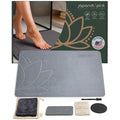 Bathroom Stone Mat Quick Dry – Stone Bath Mat for Bathroom, Diatomaceous Earth Bath Mat, Non Slip Stone Mat 23.6”×15.4” | East Lotus by JapandiSpirit - color: East Lotus