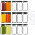 LANDNEOO 15 Pack 2 oz Glass Shot Mini Bottles w/Black Lids & 15 Labels - Small Clear Jar for Ginger, Wellness Shot, Juice, Sample, Whiskey - Travel Essentials - Wide Mouth, Leakproof, Dishwasher Safe - color: Black Lids, size: 2oz-15 pack