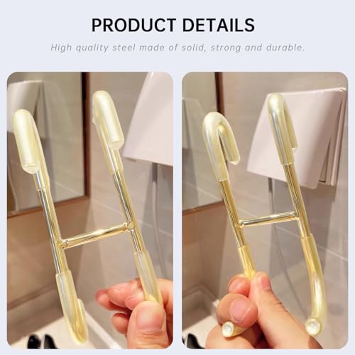 Shower Door Hooks,Towel Hooks for Bathrooms Frameless Glass Door,Heavy Duty SUS 304 Stainless Steel Hook for Towels,Squeegee,Loofah,Shaver,Robe,2 Pack (Gold) - color: Gold