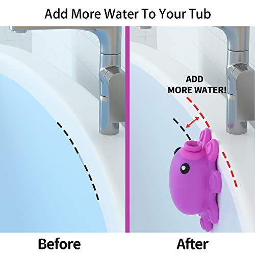 Silicone Bathtub Overflow Drain Cover with Suction Cup - Adds Inches of Water for Deeper Bath, Deep Pink - color: Pink