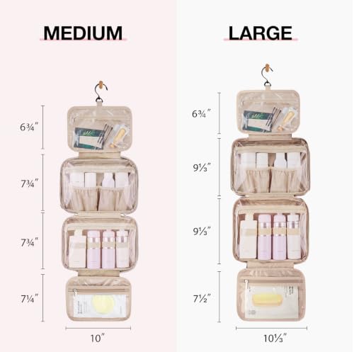 BAGSMART Toiletry Bag Hanging Travel Makeup Organizer with TSA Approved Transparent Cosmetic Bag Makeup Bag for Full Sized Toiletries(Dusty Green) - color: Dusty Green, size: Medium
