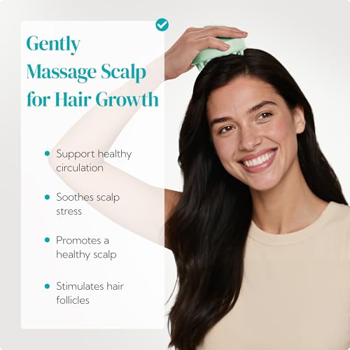 HEETA Scalp Massager 2 Pack for Hair Growth, Soft Silicone Bristles to Remove Dandruff and Relieve Itching, Scalp Scrubber for Hair Care Relax Scalp, Shampoo Brush for Wet Dry Hair, Beige & Green - color: 01- New Beige & Green