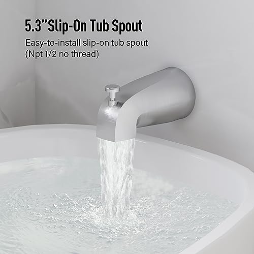 Esnbia Shower Tub Kit, Tub and Shower Faucet Set（Valve Included) with 6-Inch Rain Shower Head and Tub Spout, Single-Handle Tub and Shower Trim Kit,Brushed Nickel - color: Brushed Nickel, style: with tub spout