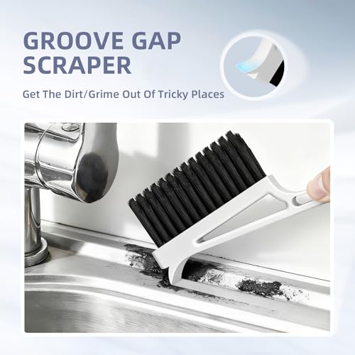 KMOSENIA Grout Cleaner Brush 2PCS, V Shape Grout Cleaning Brush, Stiff Grout Scrub Brushes for Cleaning Shower, Bathroom Tile, Kitchen Floor