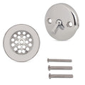 Trip Lever Bathtub Drain Kit with Strainer – 2-Hole Overflow Faceplate, Matching Screws – Tub Drain Trim Replacement Set for Bathroom Bathtubs - color: Chrome