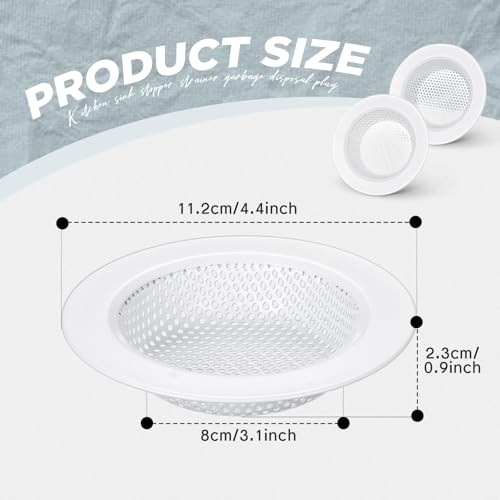 Retisee 2 Pcs Sink Strainer Stainless Steel Kitchen Sink Drain Strainer Basket Cover Mesh Hair Food Catcher, Large Wide Rim of 4.4 Diameter(Porcelain White) - color: Porcelain White