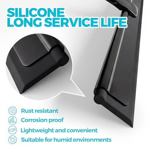 ALFLOD 2pcs Shower Squeegee for Glass Doors with Adhesive Hanging Hook Set | 10” black, bathroom accessories, window cleaner, new home essentials, soft rubber blade, metal handle, ergonomic grip - color: Black, size: 10 Inch