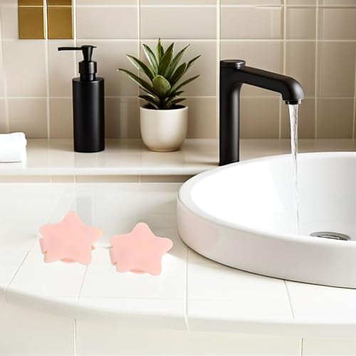 BESPORTBLE 6pcs Pink Silicone Bathtub Drain Stoppers with Wash Basin Plug, Bath Waste Overflow Seal, Fixed Tub Water Stopper Set for Bathroom Accessories