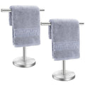 Hand Towel Holder Stand, Freestanding Bathroom Towel Rack, Silver, 2 Pack | Weighted Stainless Steel Base Helps Prevent Tipping While The Open T-Shape Keeps Towels Dry on Bathroom Countertops - color: Silver-2 Pack