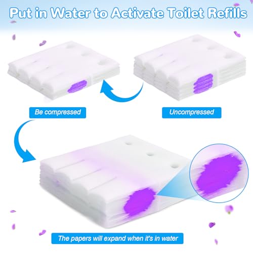Effacera 36 Refills Disposable Toilet Bowl Paper Bulk Toilet Fresh Flushable Refills for Bathroom Toilet Brush Accessories Supplies Starter Kit (Lavender Scent) - color: Purple - 36 Refills (Lavender Scent)