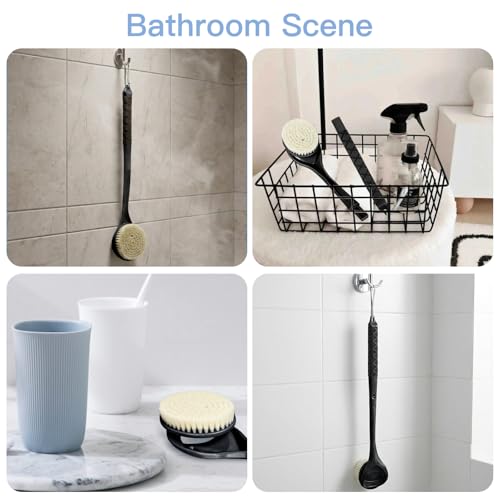 Back Scrubber for Shower, 20.4” Long Handle Shower Back Brush with Removable Soft Bristle Head, Non-Slip Bath Brush for Body, Deep Exfoliating Back Washer for Men & Women