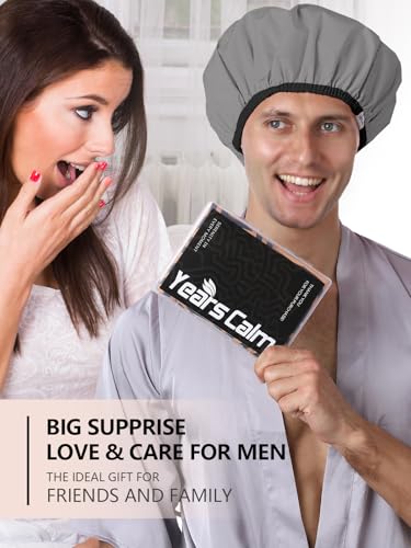 Years calm Shower Cap for Men, Waterproof Reusable Hair Cap with Dual-Layer Design, Reversible Double-Sided Use, Stretchable Elastic Band, Comfortable Fit for Shower, Gym, Hair Care & Travel - color: Red and gray