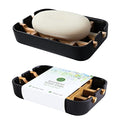 Soap Dishes for Bar Soap,2 Pack Environmentally-Friendly Bathroom Soap Dishes (Removable),2Pcs/Set Bamboo Soap Dishes Holder,Black - color: 2pcs-black