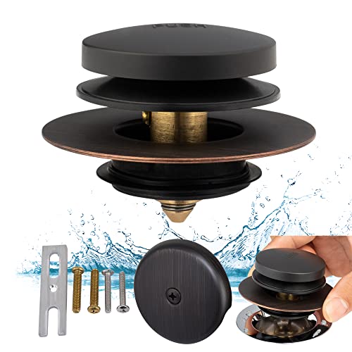 Bronze Universal Tub Drain Tip Toe Tub Conversion Kit Assembly, Artiwell EZ Installation Bathtub Drain Replacement Trim Kit with 1-Hole Overflow Face Plate and Pop-Up Tub Stopper,Oil Rubbed Bronze - color: Oil Rubbed Bronze