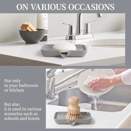 Soap Dish, Ceramic Bar Soap Holder with Self Draining Design, Gray Soap Dish with Drainage for Bathroom Sink, Shower, or Kitchen Countertop – ANTIS'S HOME