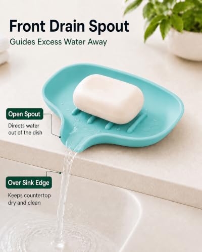 3 Pack Soap Bar Holder, AIMAIAIMAI Self Draining Soap Dish, Quick Drainage, Soap Dishes for Bathroom, Shower, Silicone Soap Tray for Kitchen, Dishwasher Safe (Green) - color: Green