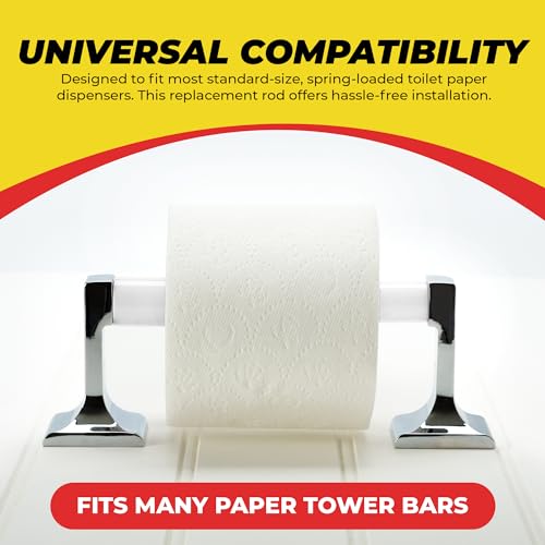 Qualihome White Universal Plastic Spring Loaded Toilet Paper Roll Holder Replacement Rod, White Toilet Paper Roll Replacement Rod - color: White