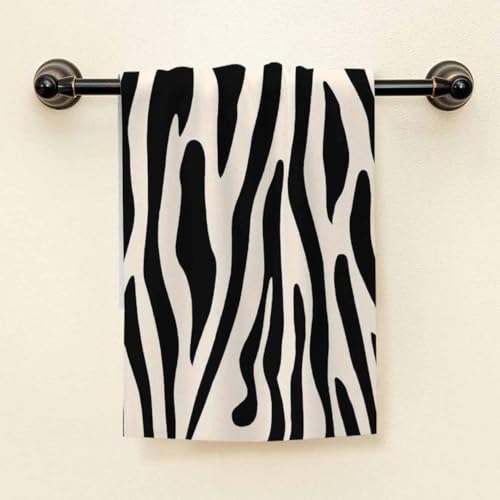 HGOD DESIGNS Zebra Towels, African Zebra Print Black and White Pattern 100% Cotton Soft Bath Kitchen Hotel Spa Towels 15"X30" - color: Towel-45