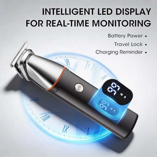 Suttik Manscape Body & Pubic Hair Trimmer for Men, No-Nick Groin & Ball Shaver, Electric Mens Grooming Kits Beard Trimmer, Body Groomer with LED Display, Waterproof
