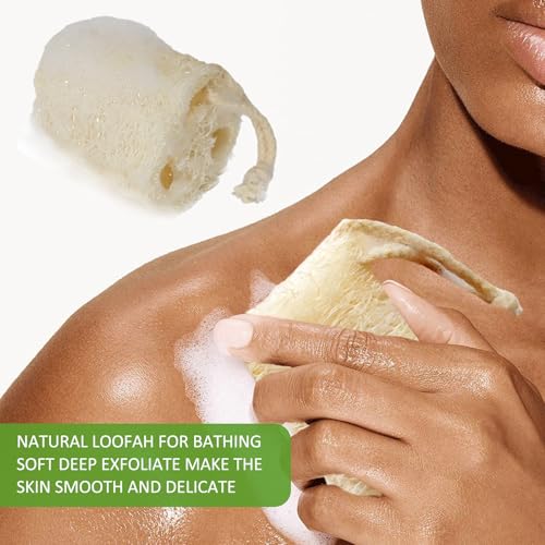 Natural Loofah Sponge, Organic Bath Loofah Pack, Lufas Exfoliating Body Scrubber, Loofas Sponges Shower Loofah for Women and Men, Skin SPA Ecotools- 6 Pack - size: 1 Count (Pack of 6)