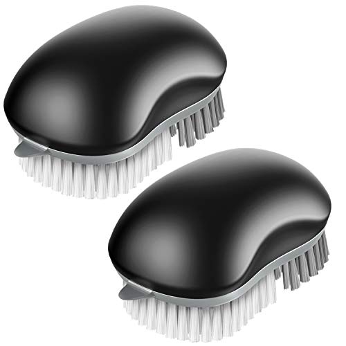 MR.SIGA Fruit and Vegetable Cleaning Brush with Non Slip Comfortable Grip, Pack of 2, Black - color: Black