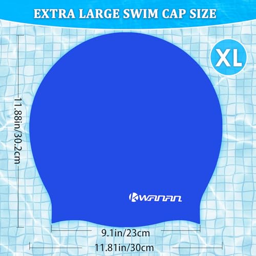 Extra Large Silicone Swim Cap for Long Hair and Protective Styles–Waterproof Swimming Cap for Men and Women with Dreadlocks, Weaves, Extensions, Braids, Curls, and Afros–Keep Hair Dry - color: Blue