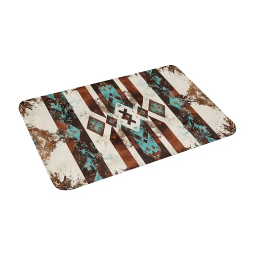 Bath Mat Cowhide Print Western Quick Dry Bathroom Rugs Non Slip Absorbent Shower Flannel Rug Floor Mat for Bathroom,Bathtub,Sink,Bedroom,16"X24" - color: Cay14
