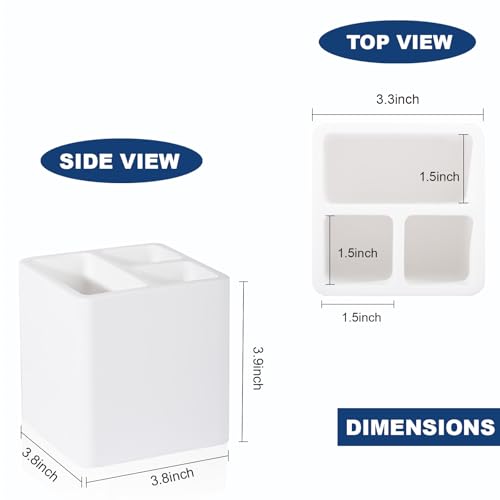 Diatomite Toothbrush Holders Tooth Brush Organizer - White | Water-Absorbent Material, 3 Slots for Electric Toothbrush and Toothpaste, for Bathroom Countertop, Shower, Vanity - color: White