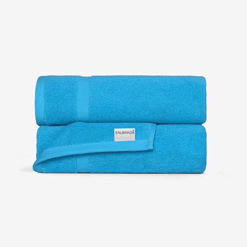 SALBAKOS 100% Turkish Cotton Bath Mat Set 2-Piece - 20x34 inch, Hotel & Spa Collection, Soft, Absorbent, Long Lasting, Durable Bathroom Rugs | Made in Turkey (Aqua, 2 Bath Mats) - color: Aqua, size: 2 Bath Mats