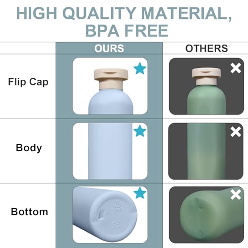 ASEVAT 13.5oz 4pack Refillable Travel Shampoo and Conditioner Bottles, Travel Size containers, Travel Bottle for toiletries, Squeeze Bottles with Flip Cap, Empty Plastic Leak Proof Travel Bottles - color: Blue, size: 13.5oz