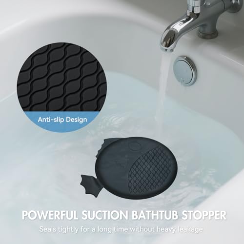 TRAPMATE Tub Stopper Bathtub Drain, Patented 5.9" Silicone Drain Plug Cover for Shower, Bath, Kitchen Sink, 3 Pack, Black - color: Black