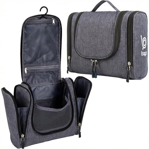 Bago Travel Toiletry Bag for Women and Men - Large Waterproof Hanging Toiletry Bag for Bathroom and Travel Bag for Toiletries Organizer (Snow Black) - color: SnowBlack, size: Large