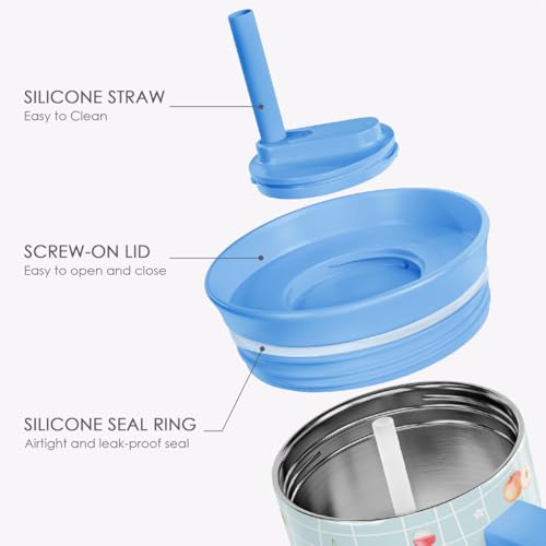 SANDJEST Picnic Stainless Steel Locking Lid Silicone Straw Tumbler with Handle 40oz, Insulated Stainless Steel Travel Cup for Women Girl Friends, Gift Idea for Birthday Christmas - color: Picnic