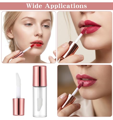 12 Pcs Mini Empty Lip Gloss Containers, Clear 1.2ml Refillable Lip Gloss Tubes with Rubber Insert & Brush, Portable Plastic Lip Balm Bottles for Samples, Travel & DIY Cosmetics