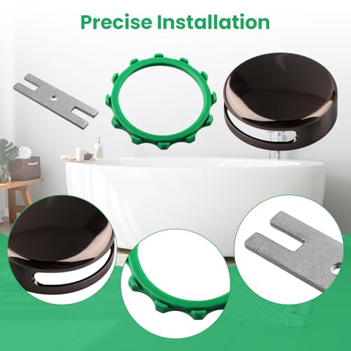 18009-BN Brushed Nickel Bathtub Overflow Plate Kit, 3-1/8" Snap-On Installation Overflow Drain Cover, Replacement Plate Fits Most Standard-Sized Bathtubs Drain