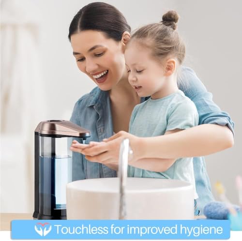 Secura 17oz Automatic Liquid Soap Dispenser, Touchless Battery Operated Hand Soap Dispenser with Adjustable Soap Dispensing Volume Control Dial, Personal Care Dispenser (Antique Copper) - color: Antique Copper, size: 500ml