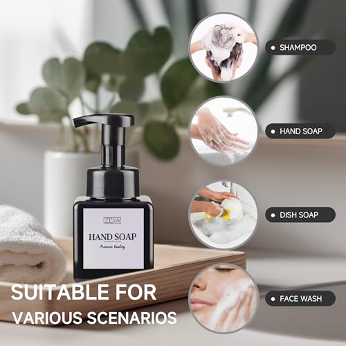 250ML Foaming Soap Dispenser, 2-Pack Plastic Hand Soap Dispenser, Refillable Leakproof Foam Pump Bottle with Waterproof Labels, for Shampoo, Body Wash - color: Black, size: 250ML