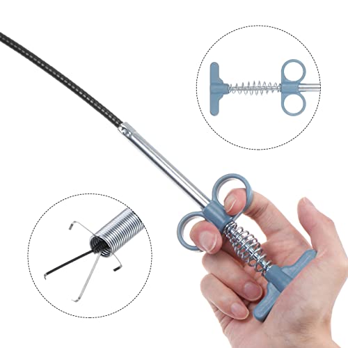 HARFINGTON Flexible Grabber Claw Pick Up Tool 24 Inch 4 Claws Stainless Steel Sewer Cleaning Hook Unclog Sink Sewer Hair Drain Cleaner Tool Sink Unclogger for Toilet Bathtub Sewer Grey - color: Gray, size: 24 Inch