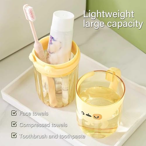 Toothbrush Travel Case for Kids with Detachable Handle, Portable Cute Toothbrush Holders, Multifuction Toothbrushes Toothpaste Storage Box for Camping Travel or Daily Use (Yellow) - color: Yellow