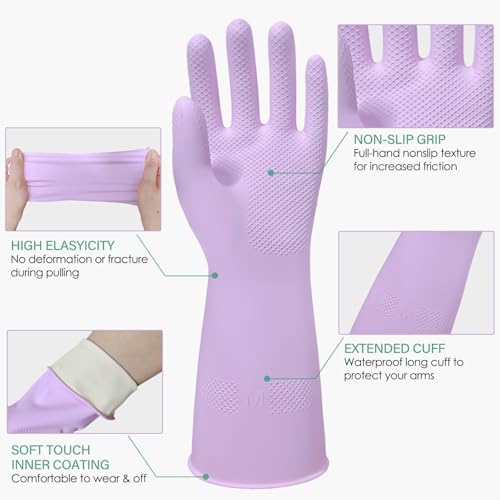 12 Pairs Rubber Cleaning Gloves for Dishwashing Reusable Kitchen Gloves for Washing Dishes and Household - size: Medium