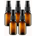 VitalUp 5 Pack Empty Refillable Glass Amber Pump Bottle Ideal for Lotion Cream Essential Oil Travel Small Container,15ml - size: 5 Pack (15ml)