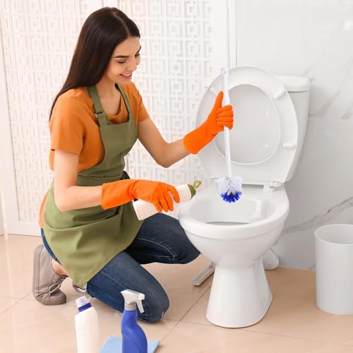 Willinglong 18 Pcs 18.5 Inch Toilet Bowl Cleaner Brush Bathroom Long Plastic Handled Cleaning Scrubber with Hook Hole Without Holder for Household Cleaning (Blue,White)