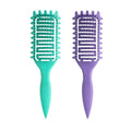 Curl Defining Brush for Curly Hair, Vented Detangling Hair Brush for Wet and Dry Styling, Curved Brush for Shaping and Smoothing Curl Clumps, Lightweight Hair Brush (Green Purple) - color: Green Purple